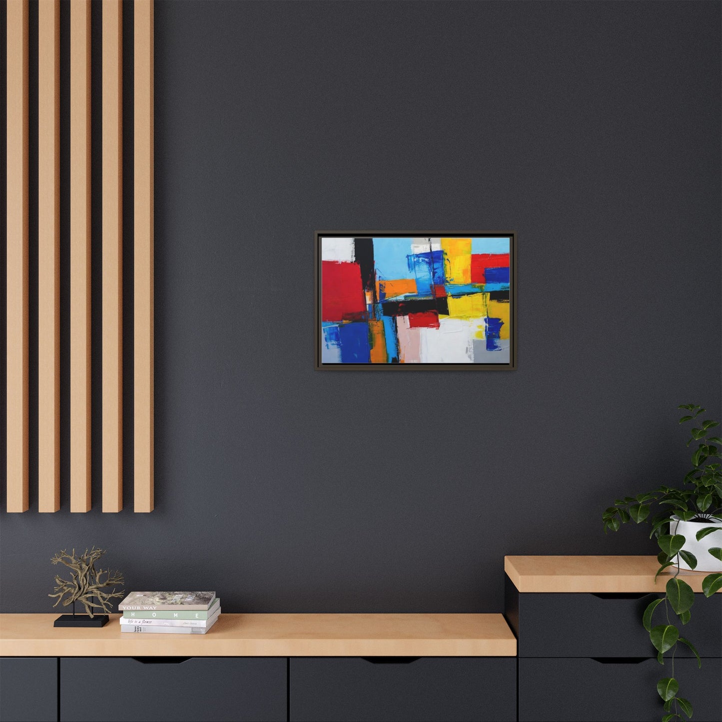 Abstract Color Block Matte Canvas Framed Wall Art
