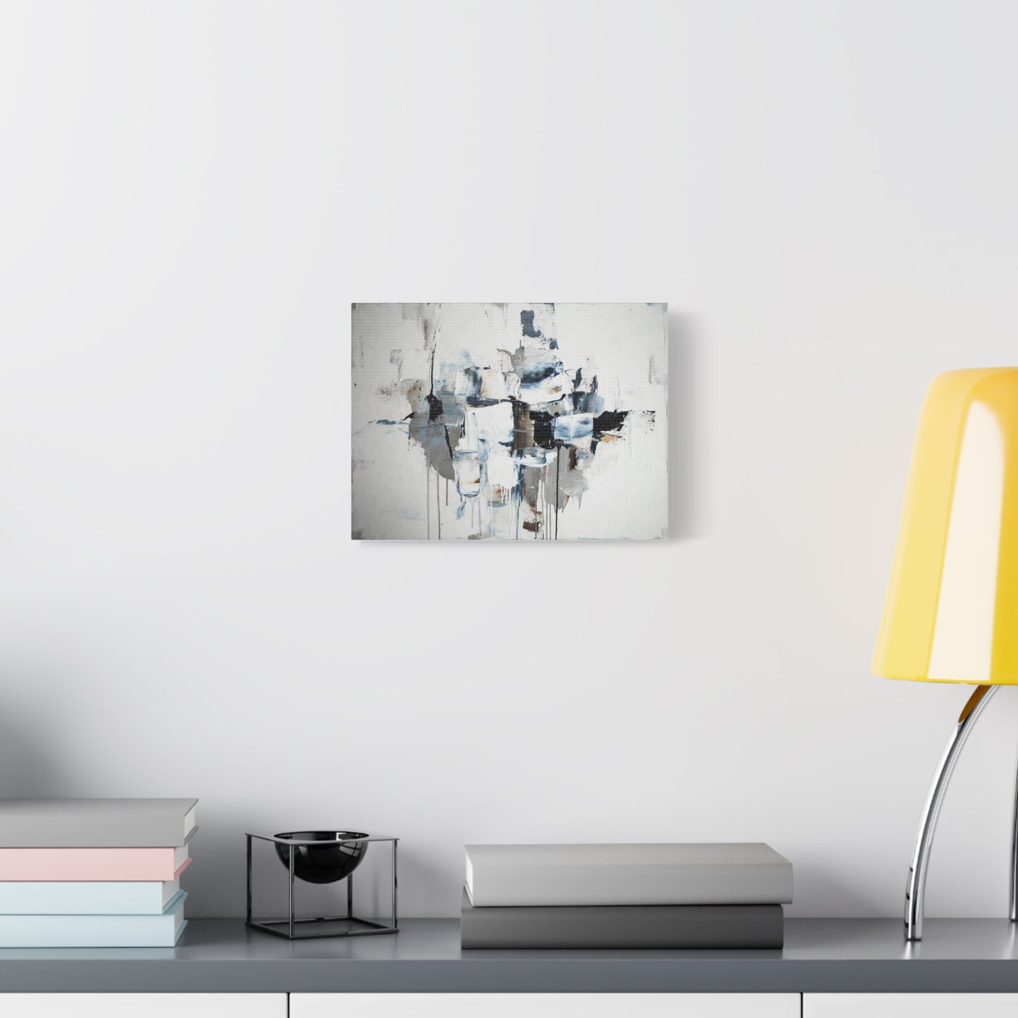 Abstract Blue & Gray Canvas Wall Art — Stretched Matte Canvas