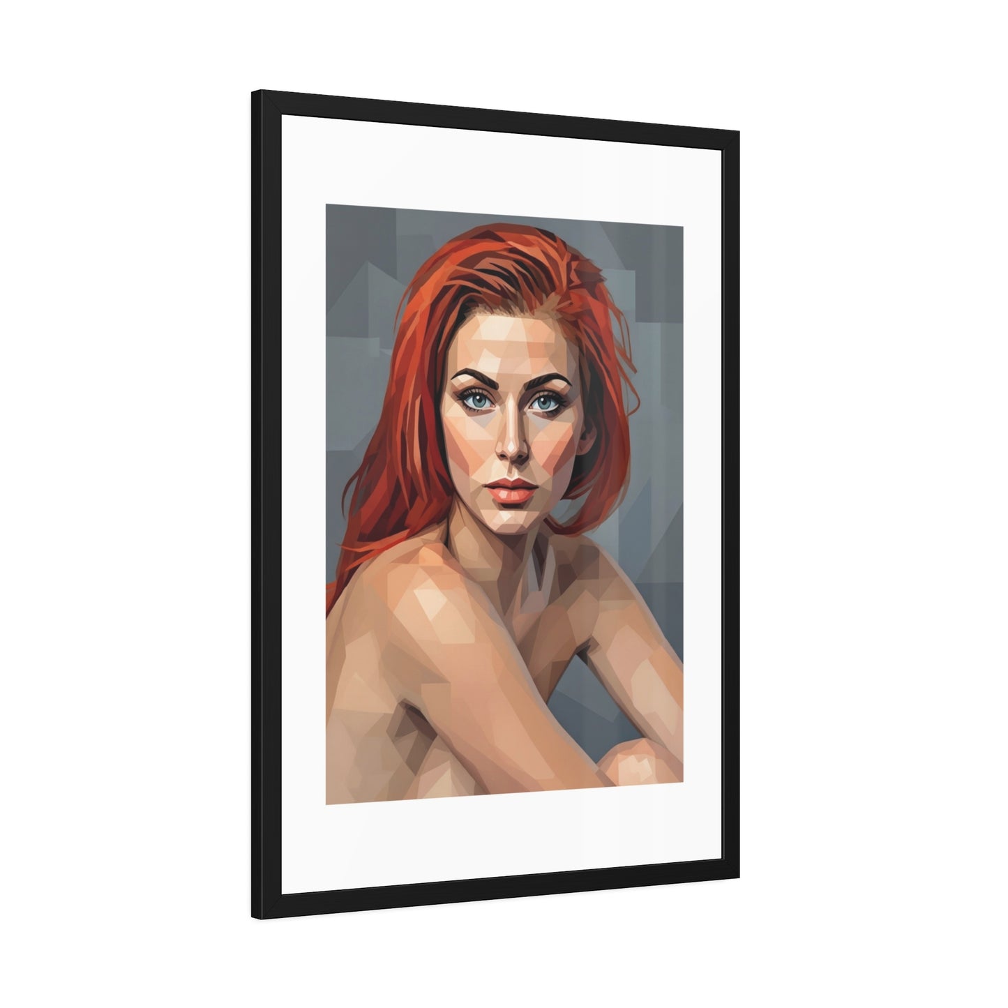 Framed Poster — Geometric Redhead Portrait Art Print