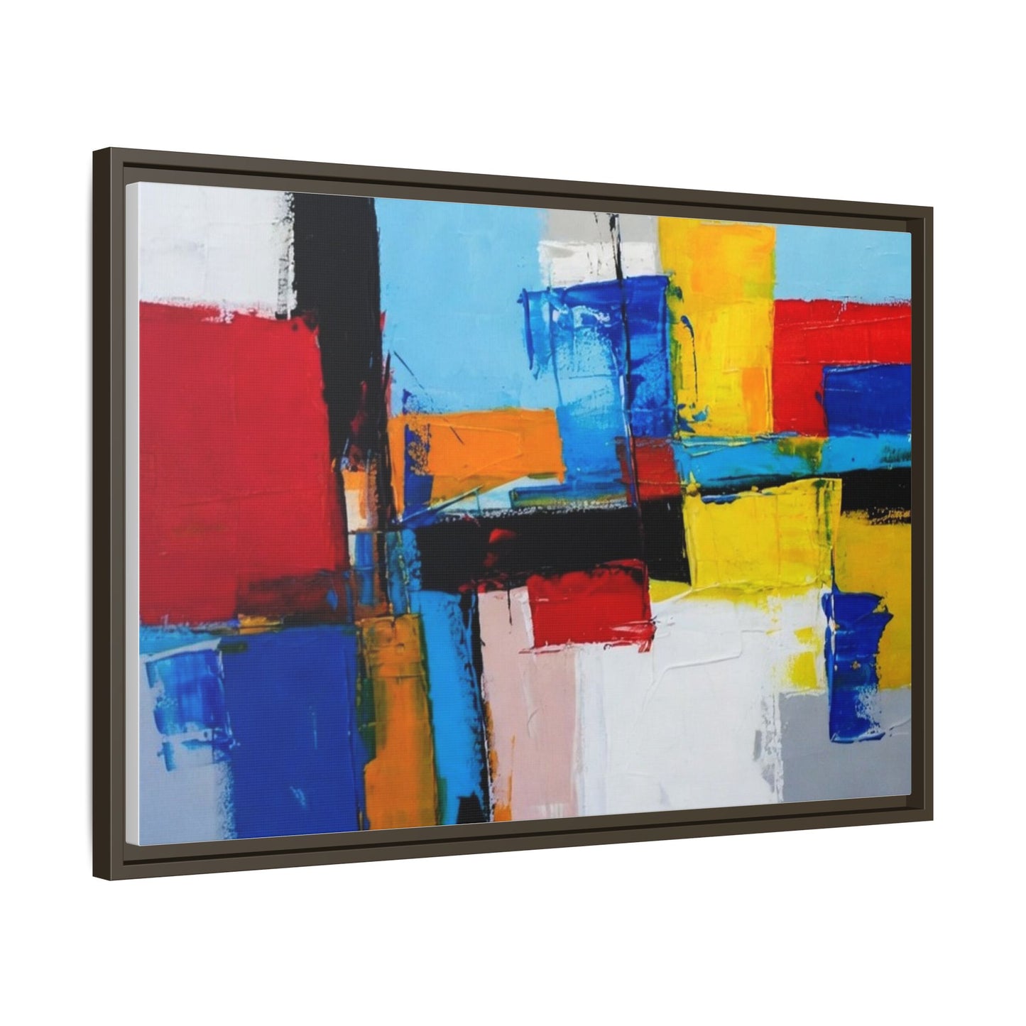 Abstract Color Block Matte Canvas Framed Wall Art