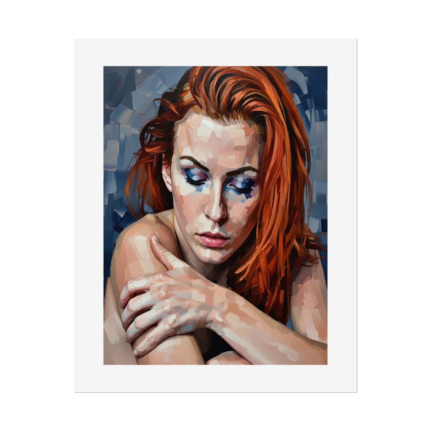 Redheaded Portrait Rolled Poster — Expressive Female Art Print