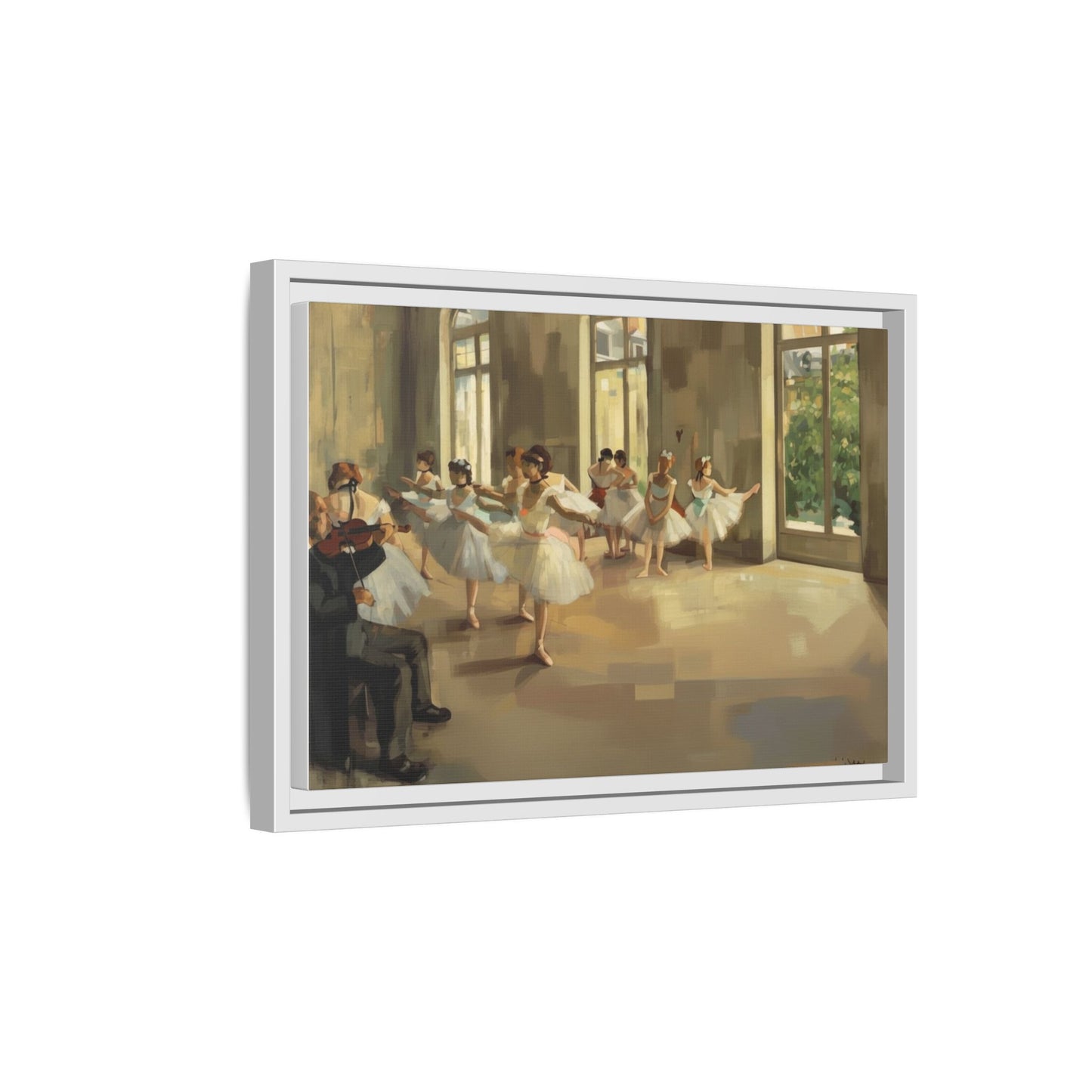 Framed Matte Canvas Print — Ballet Class Scene (Impressionist Dancers)