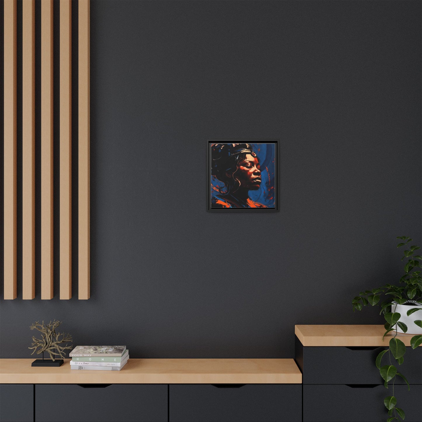 Framed Matte Canvas Art - Vibrant Portrait of a Black Woman (Multi-Color)