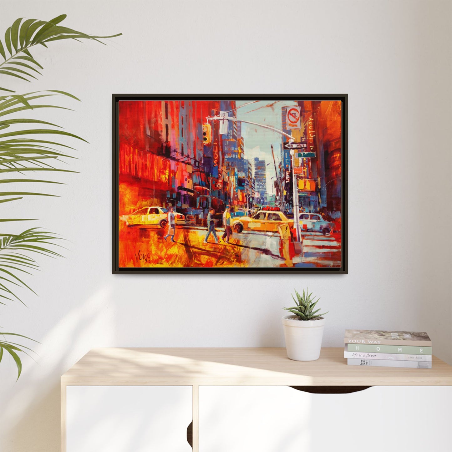 New York 7th AV attributed to Voke Framed Matte Canvas – Art Print