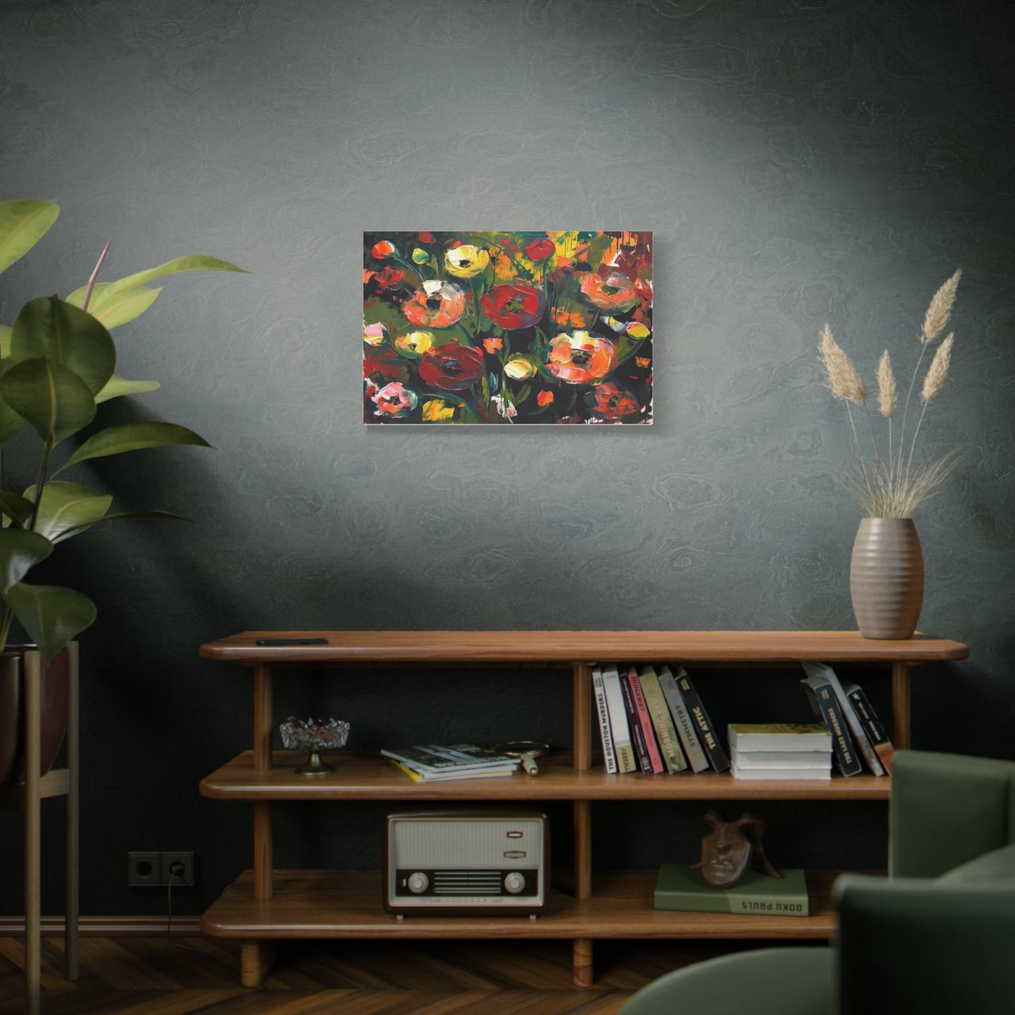 Bold Floral Abstract Canvas Print — Colorful Poppy Wall Art, Matte Stretched 1.25"