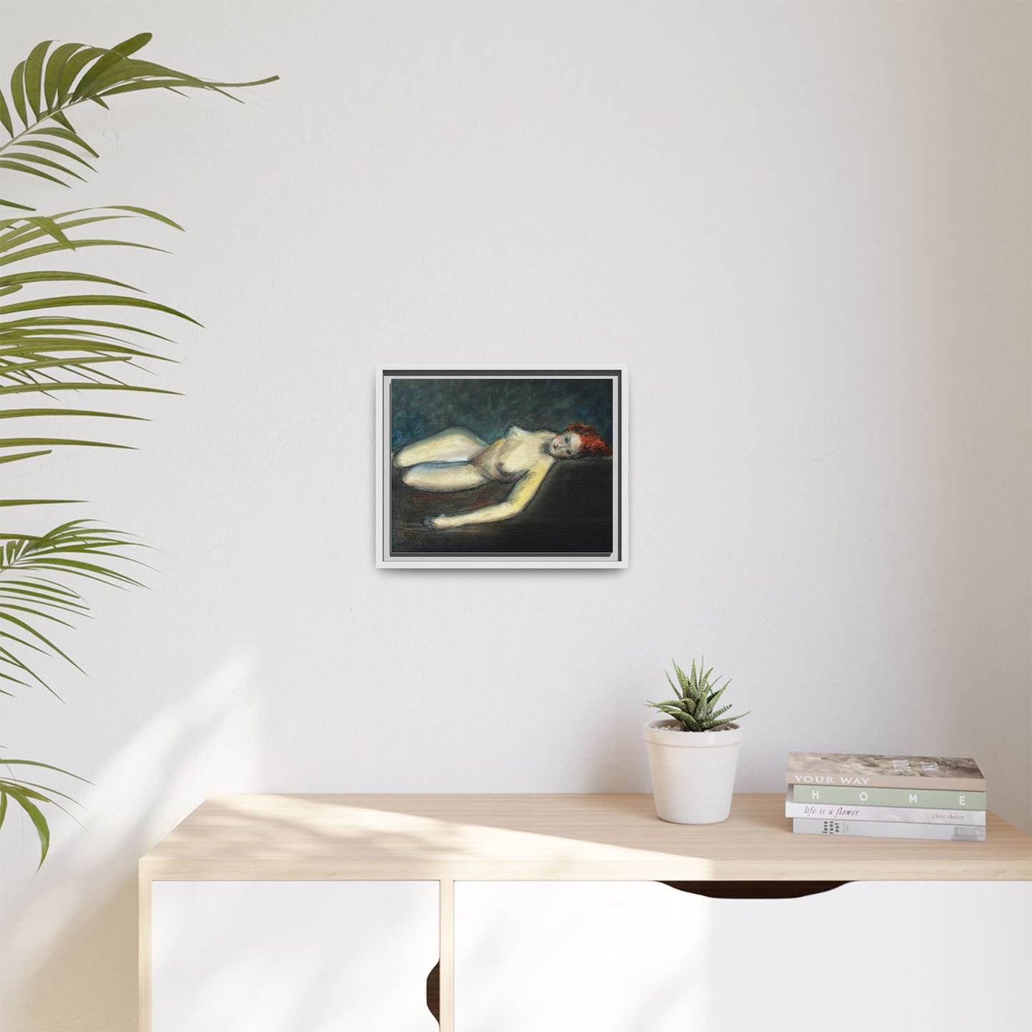Lying nude by Paul Gosselin Framed Matte Canvas Wall Art Print
