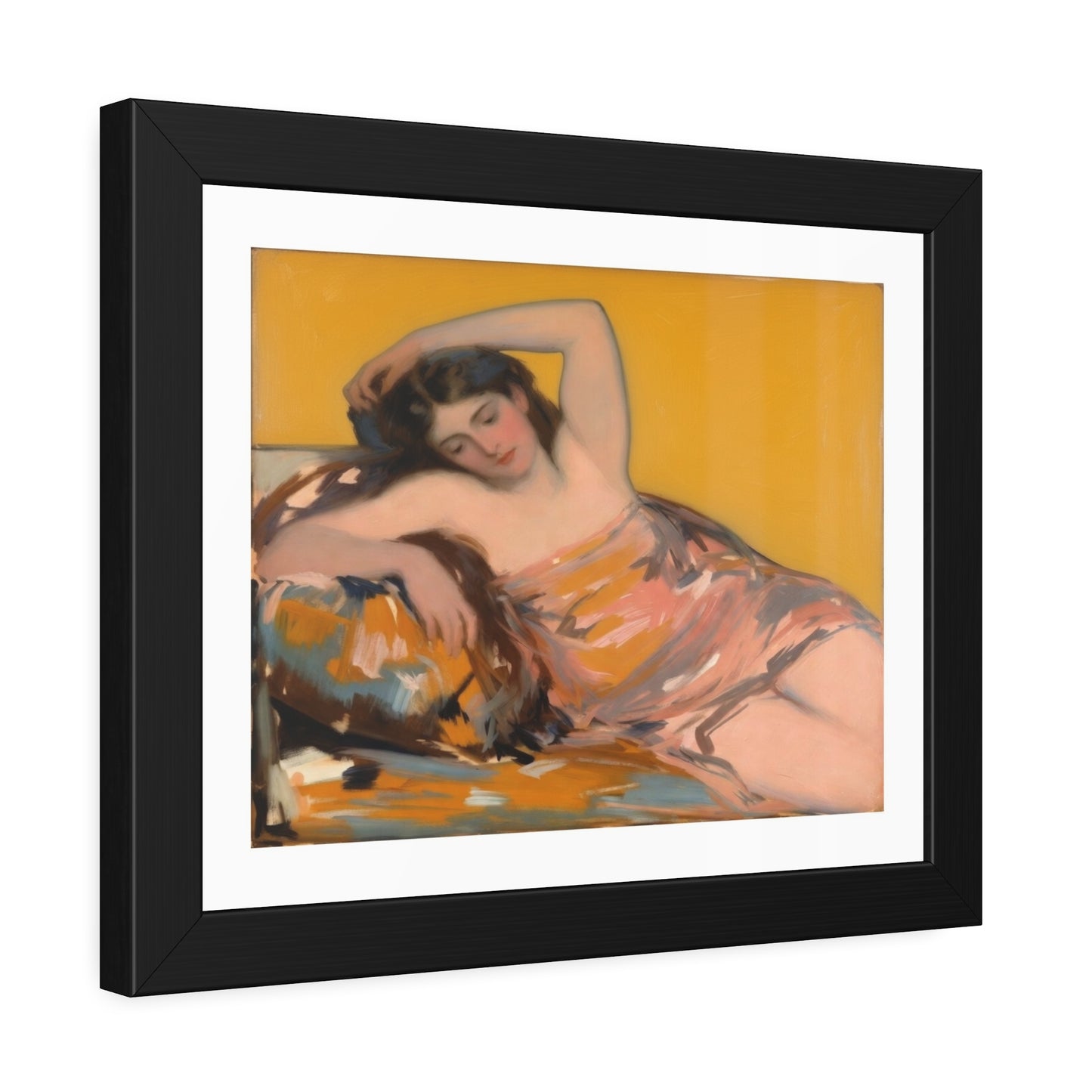 Framed Art Poster — Vintage Reclining Woman Print, Museum-Style Wall Art