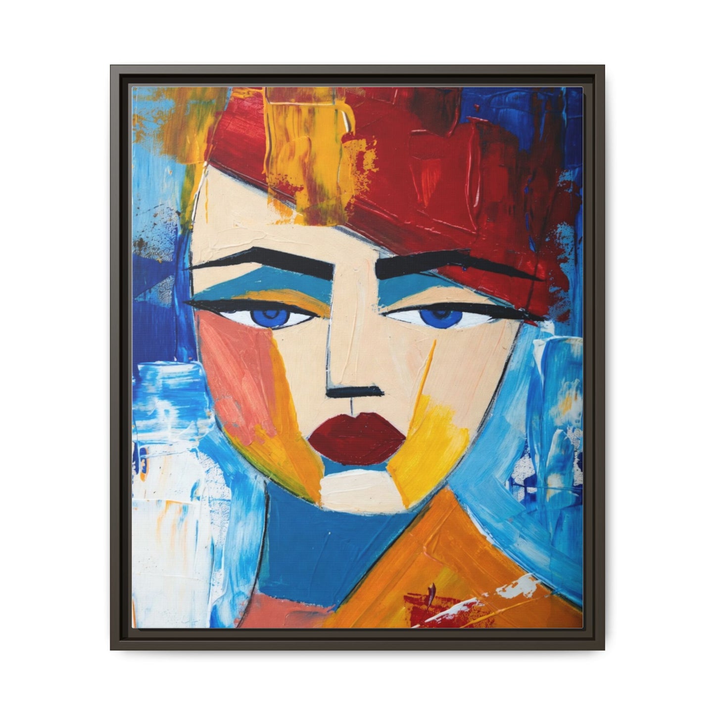 Abstract Colorful Portrait Framed Canvas Art