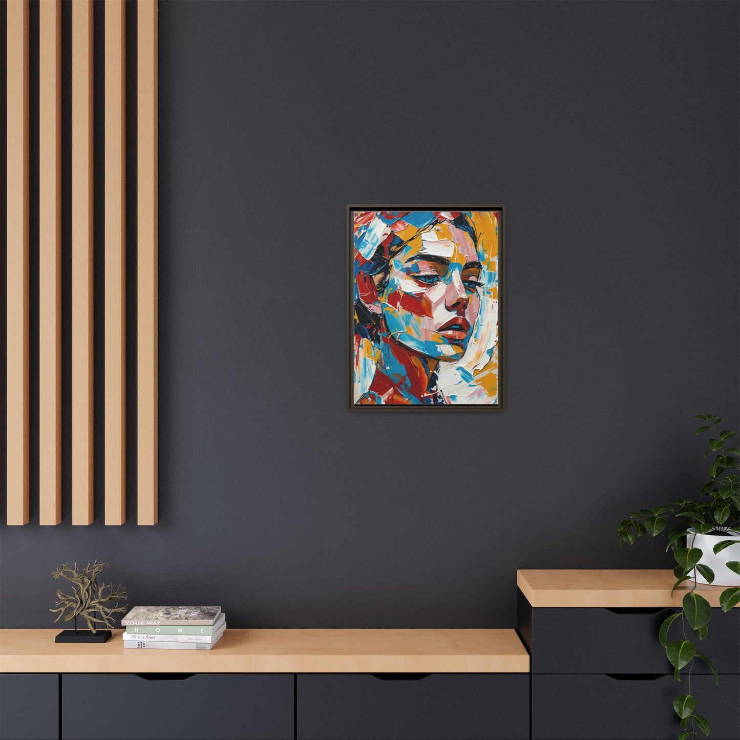 Colorful Abstract Portrait Framed Canvas Print