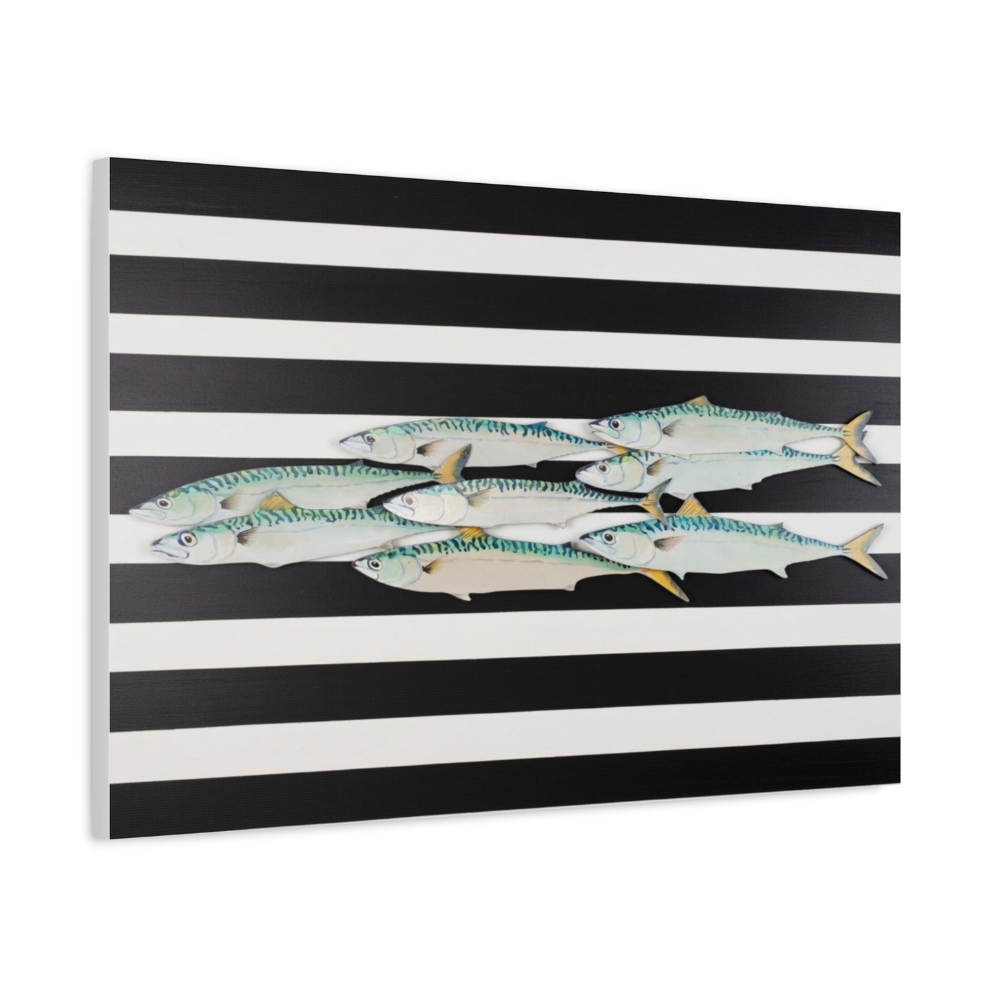 Striped Mackerel School Matte Canvas Print