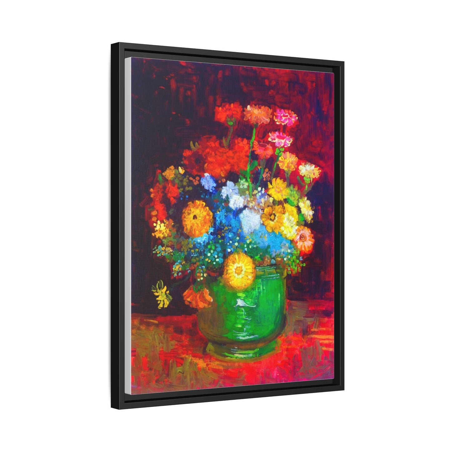 Framed Floral Canvas Print — Colorful Bouquet Wall Art