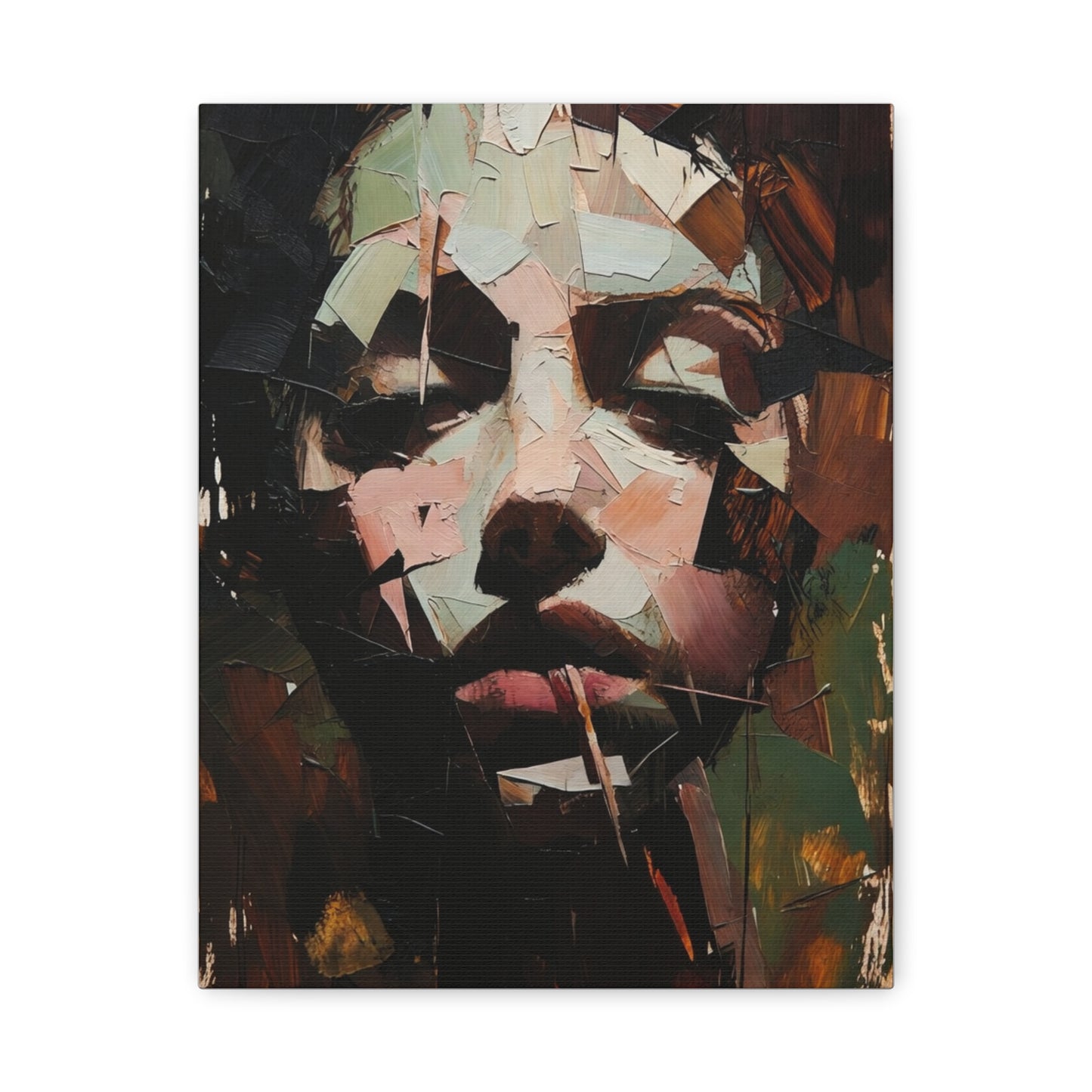 Abstract Portrait Matte Stretched Canvas (1.25") — Contemporary Textured Face Art