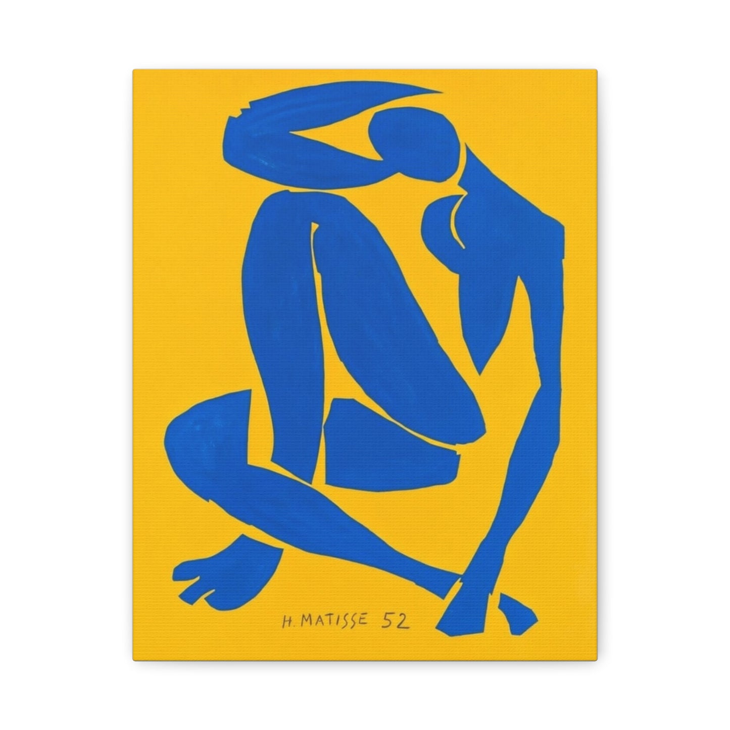 Blue Matisse Nude Silhouette Matte Canvas Print — Modern Yellow Wall Art