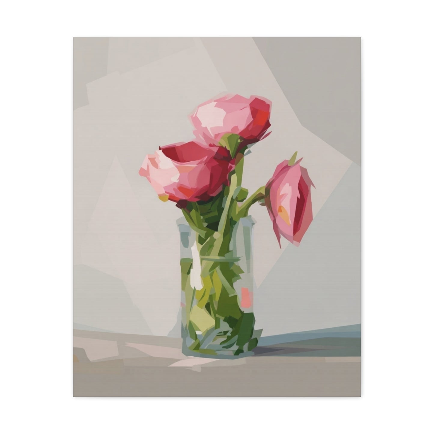 Pink Floral Vase Canvas Print — Stretched Matte Wall Art
