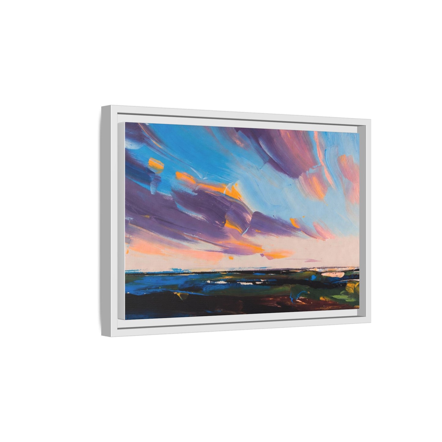 Framed Matte Canvas Abstract Seascape Sunset Art Print