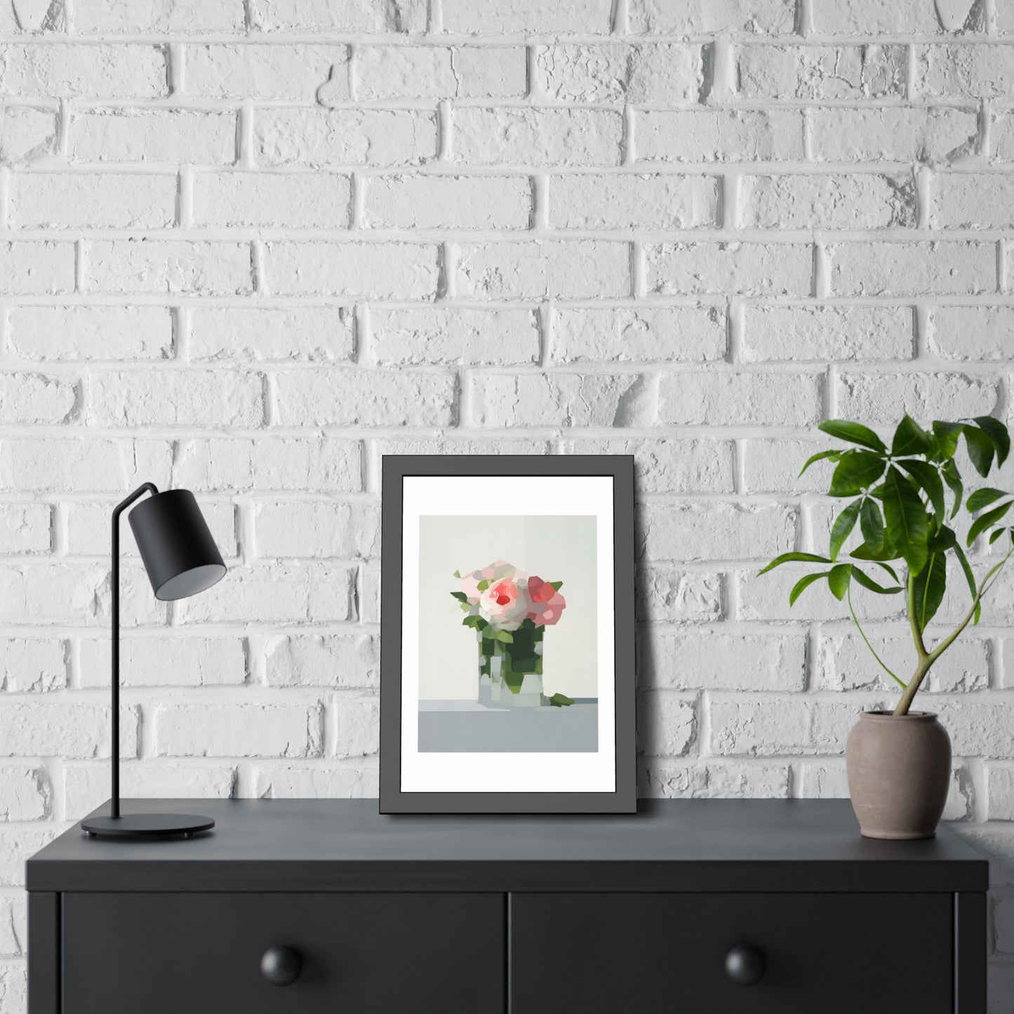 Framed Floral Poster — Modern Abstract Peony Art Print