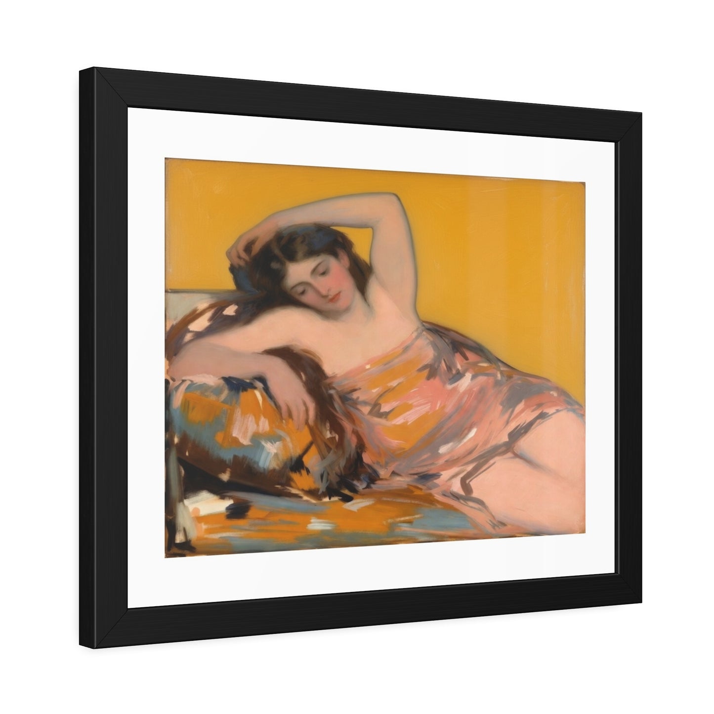 Framed Art Poster — Vintage Reclining Woman Print, Museum-Style Wall Art