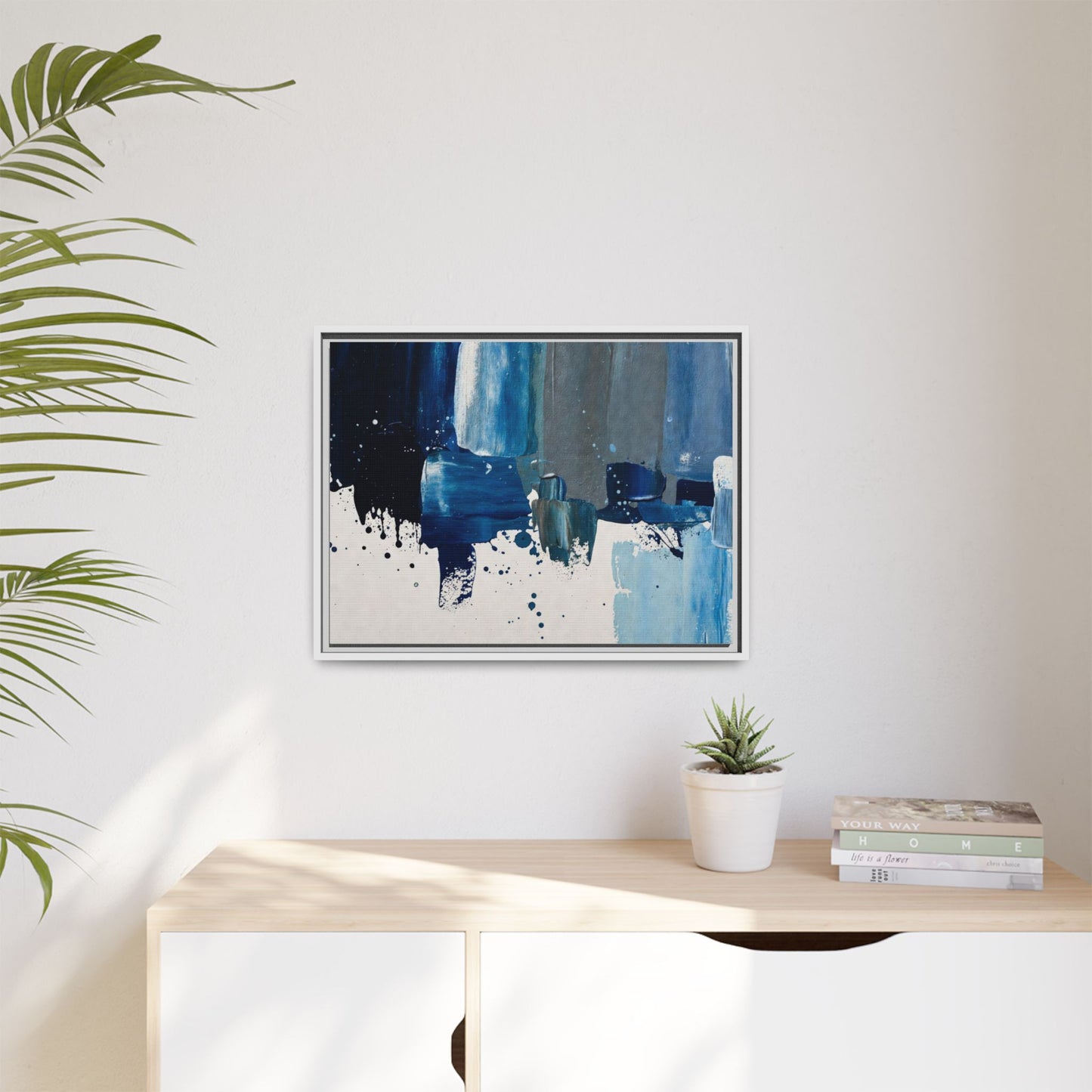 Abstract Blue Ocean Matte Canvas Framed Wall Art