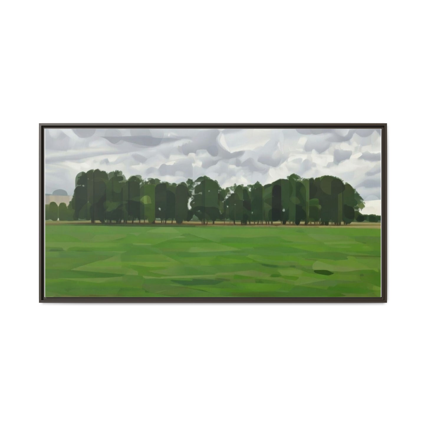 Framed Matte Canvas Print — Minimalist Green Landscape Art