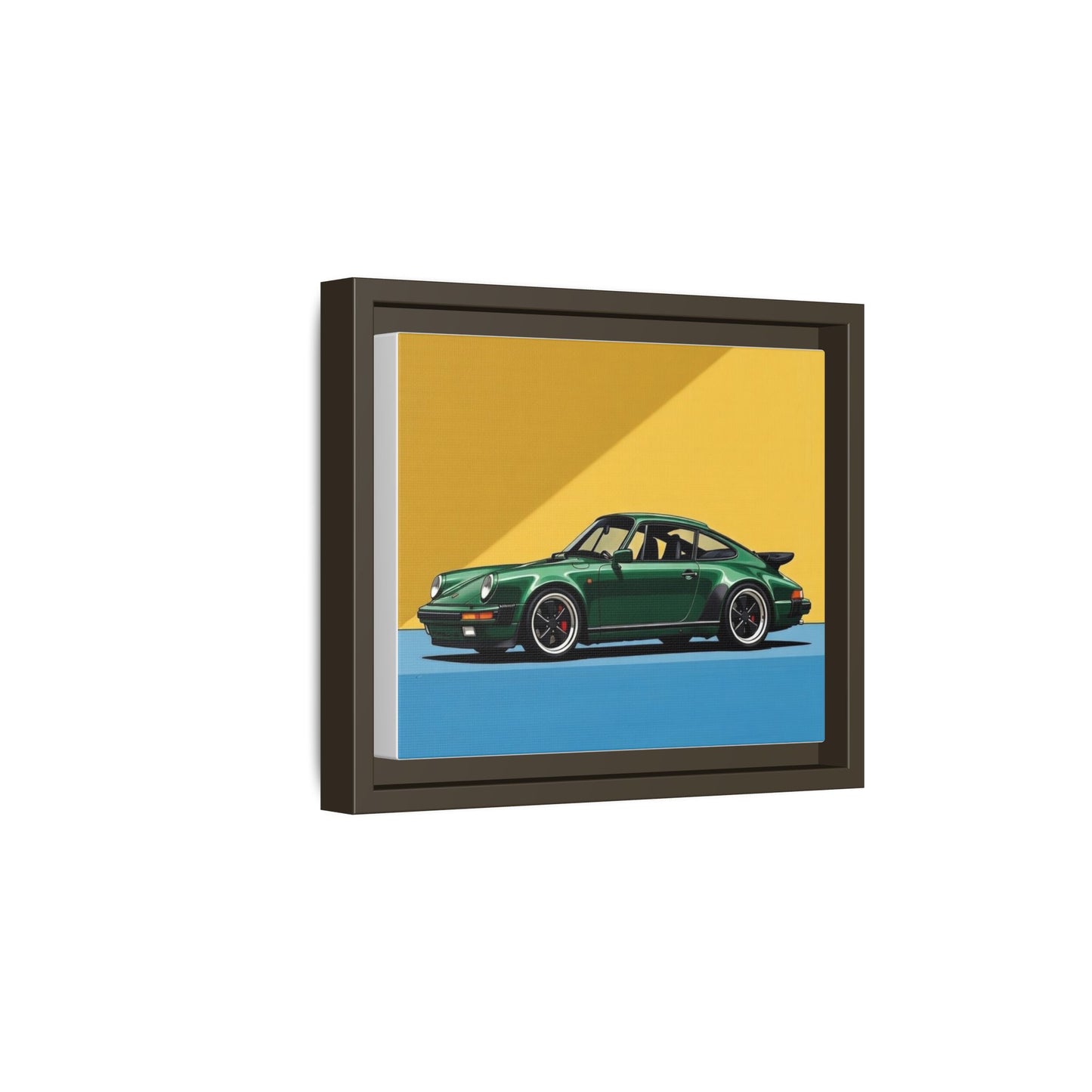 Framed Matte Canvas — Green Sports Car Wall Art