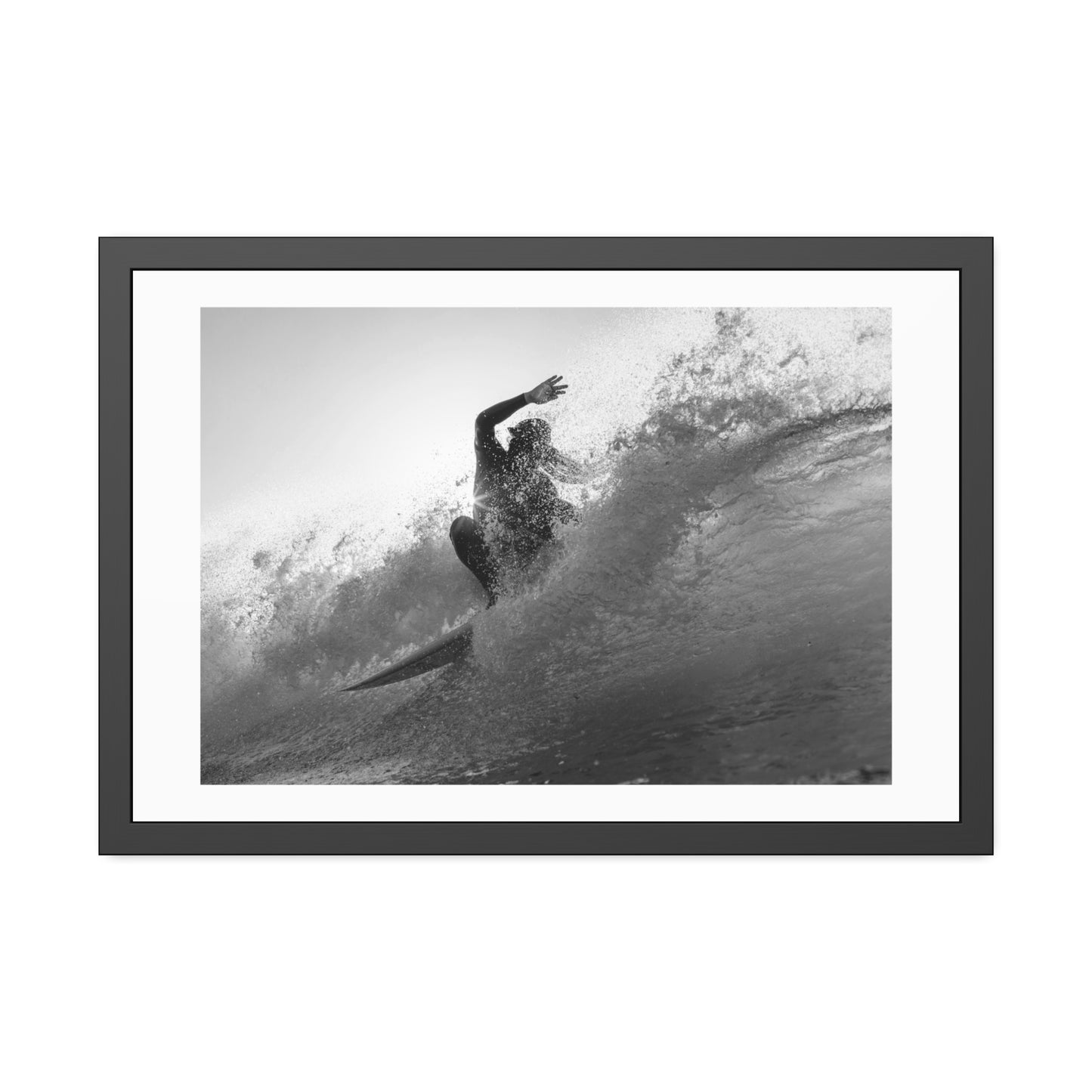 smashing a wave at Lobitos by Henry Espinoza Panta Framed Wall Art Poster
