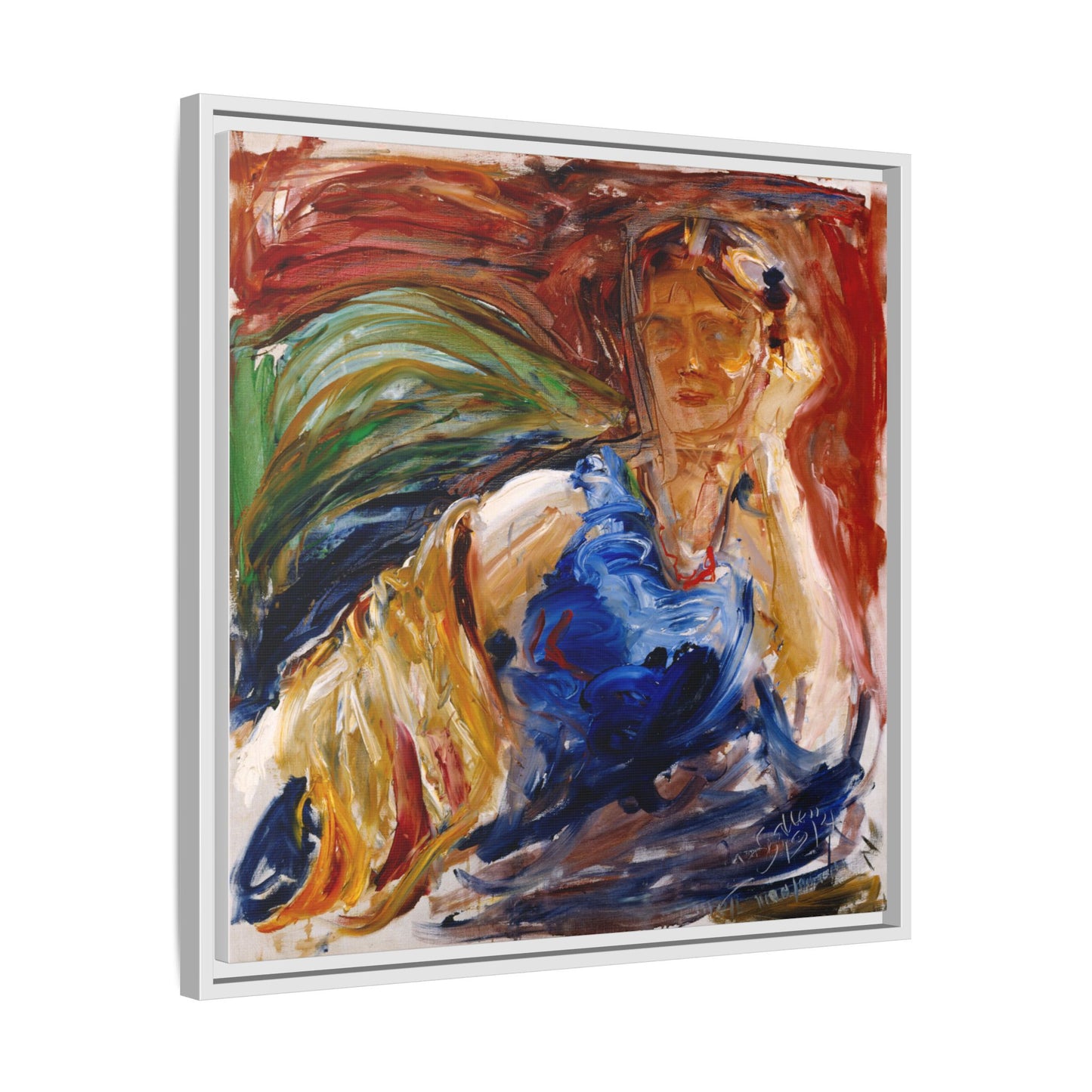 Portrait of hyllis Sjostrom by Akseli Gallen-Kallela Canvas Matte Framed Wall Art Print