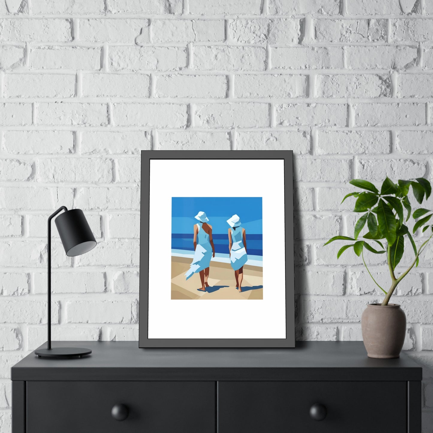 Framed Beach Poster — Vintage Coastal Art Print