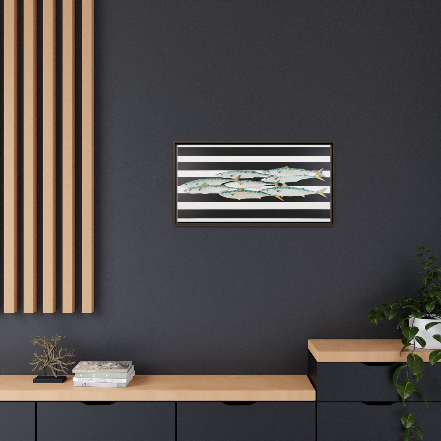 Striped Mackerel Canvas Print — Framed Matte Fish Wall Art