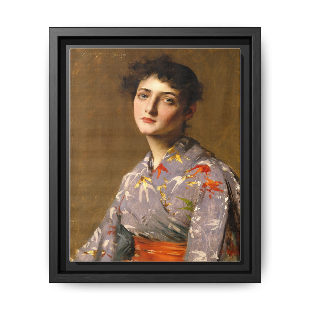 Girl in a Japanese Costume by William Merritt Chase Framed Matte Canvas Wall Art Print
