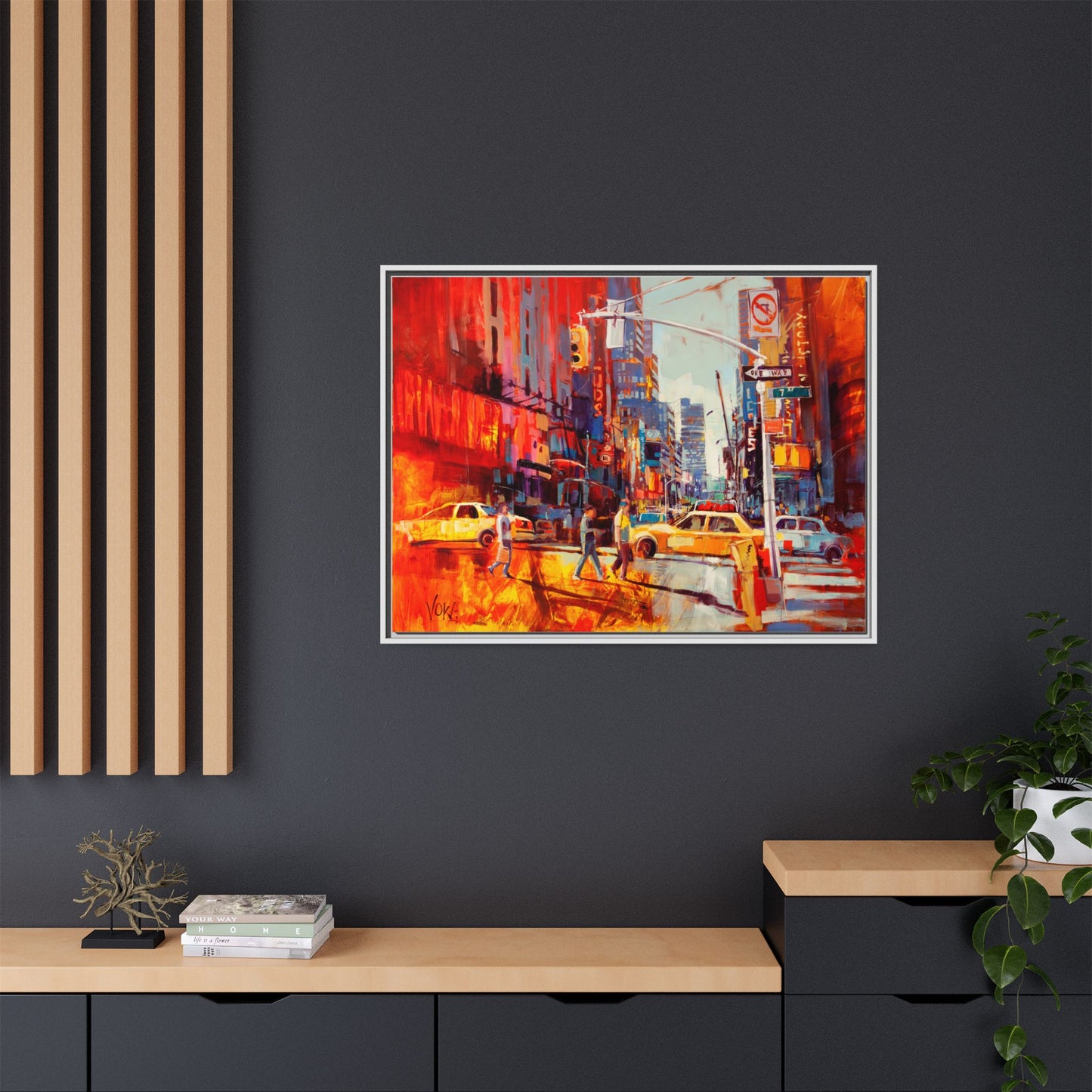 New York 7th AV attributed to Voke Framed Matte Canvas – Art Print