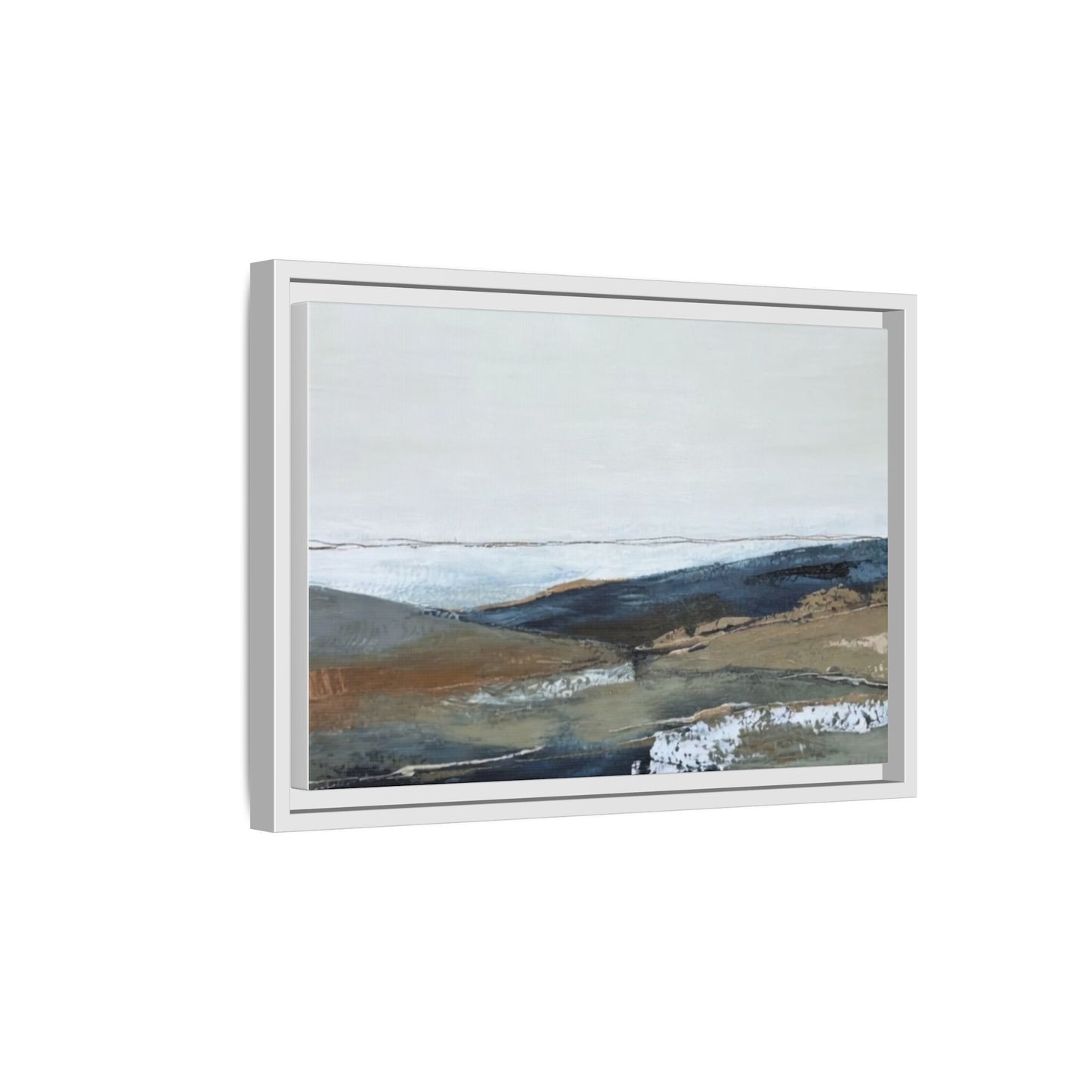 Framed Matte Canvas Wall Art — Serene Coastal Abstract Landscape