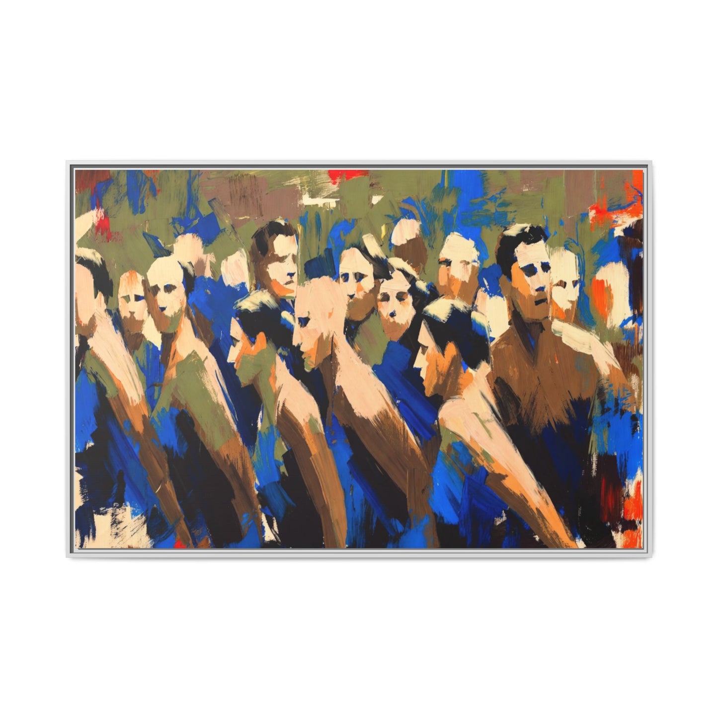 Abstract Crowd Matte Canvas Print — Framed Multi-Color Wall Art