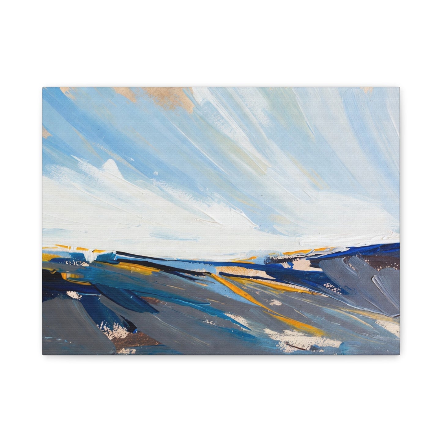 Abstract Coastal Landscape Canvas Print — Blue Sky Seascape Wall Art