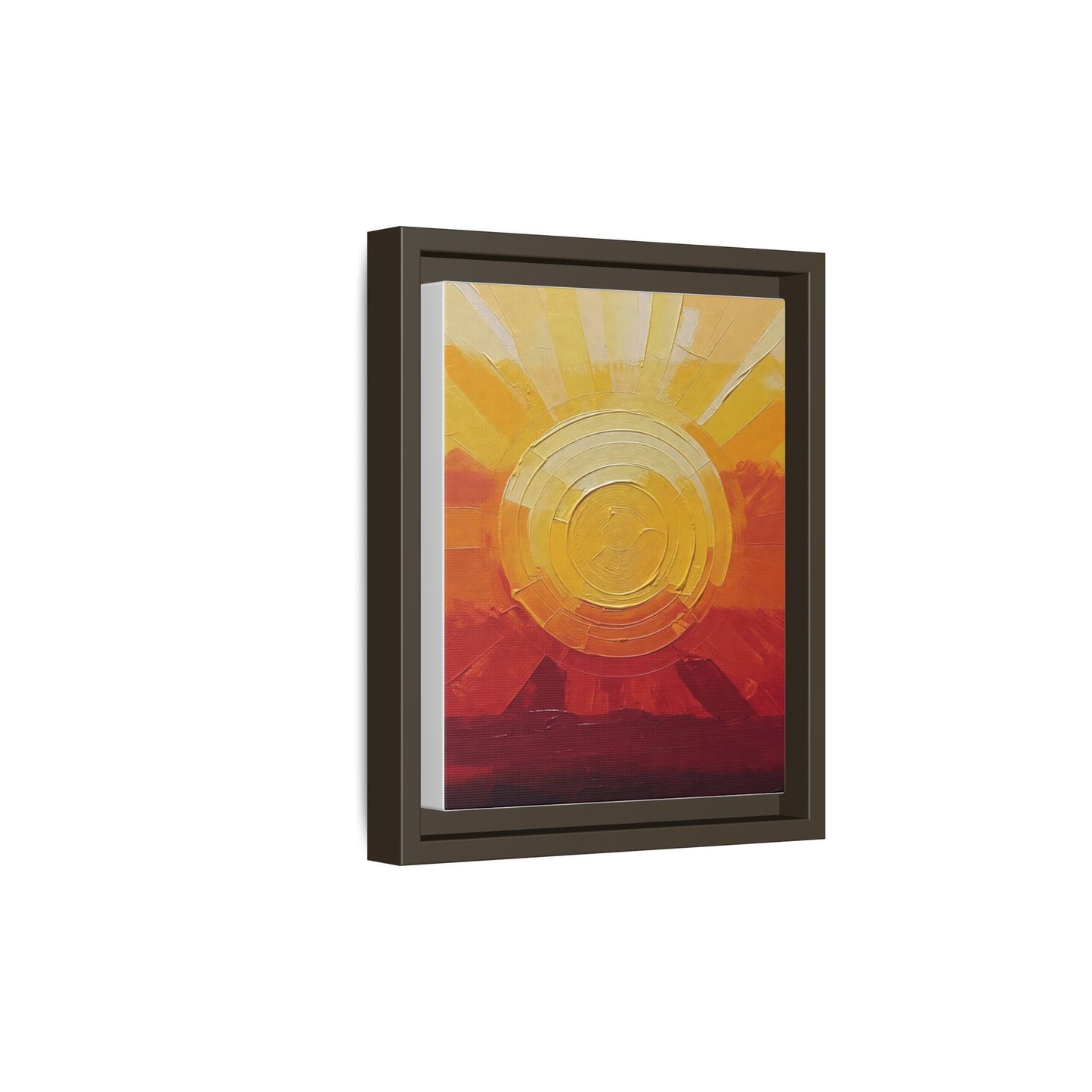 Sunburst Abstract Framed Canvas Art — Matte Multi‑Color Wall Print