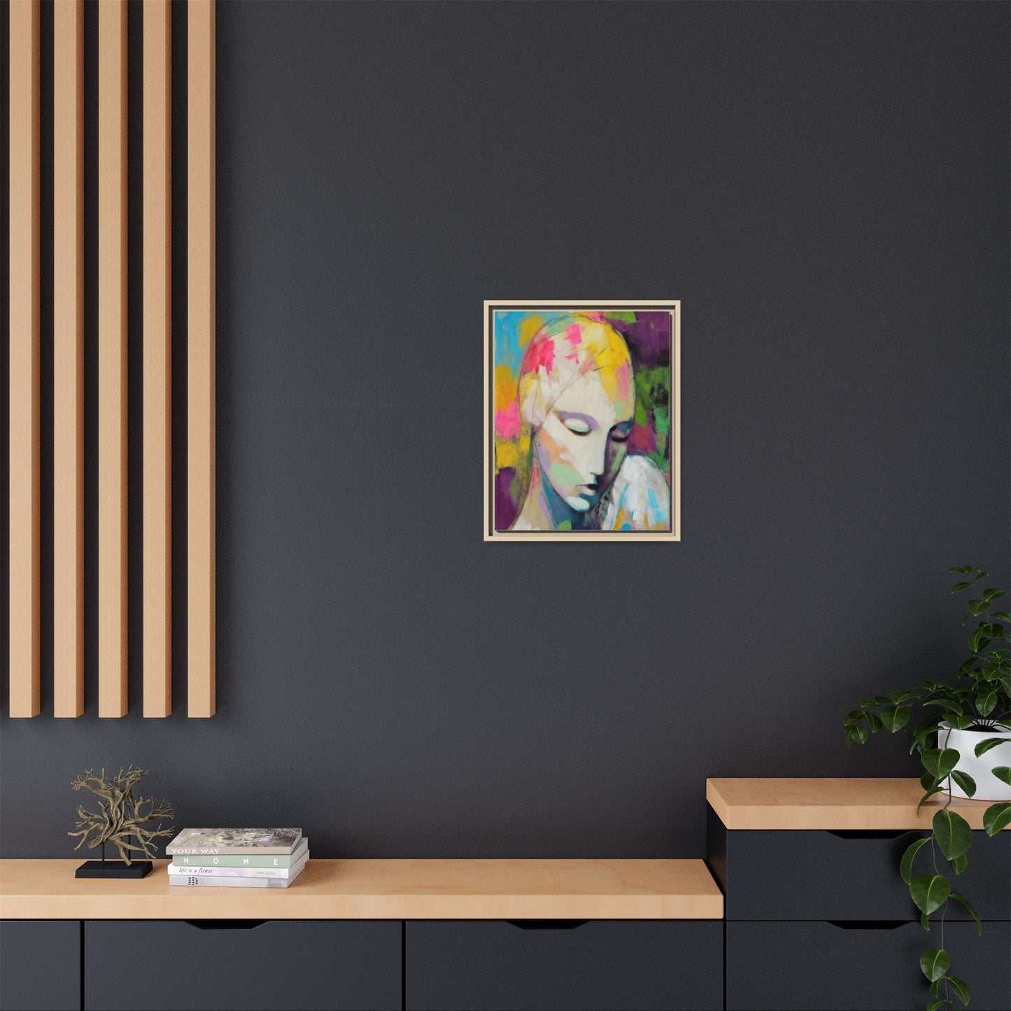 Framed Matte Canvas Art - Colorful Abstract Portrait