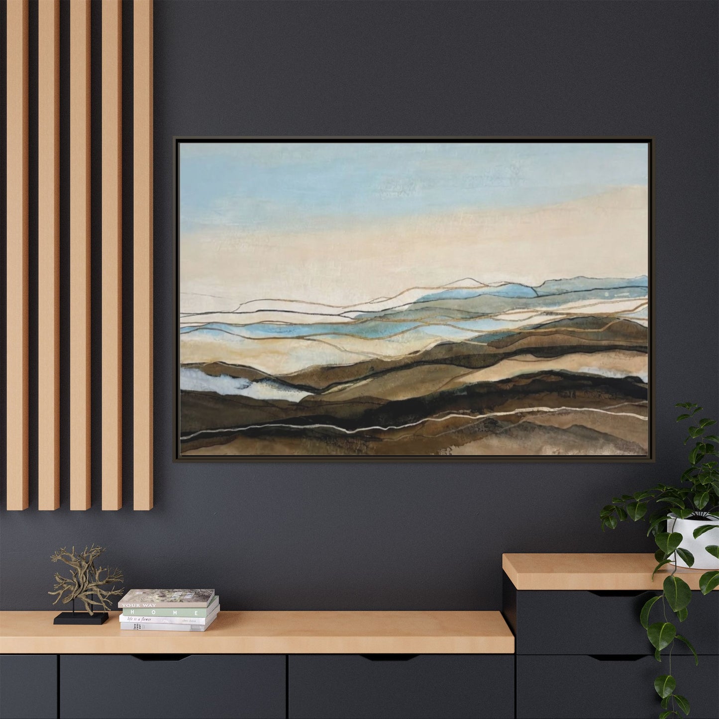 Framed Matte Canvas Print — Abstract Coastal Landscape Wall Art