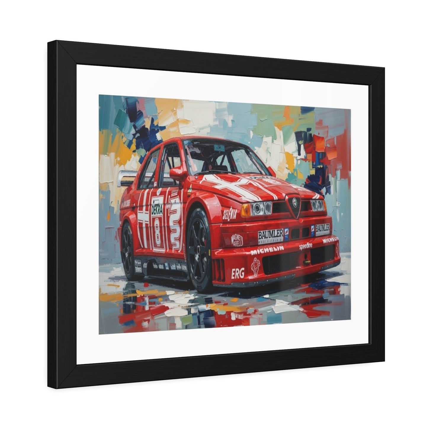 Race Car Framed Poster — Retro Red Racing Alfa Artwork