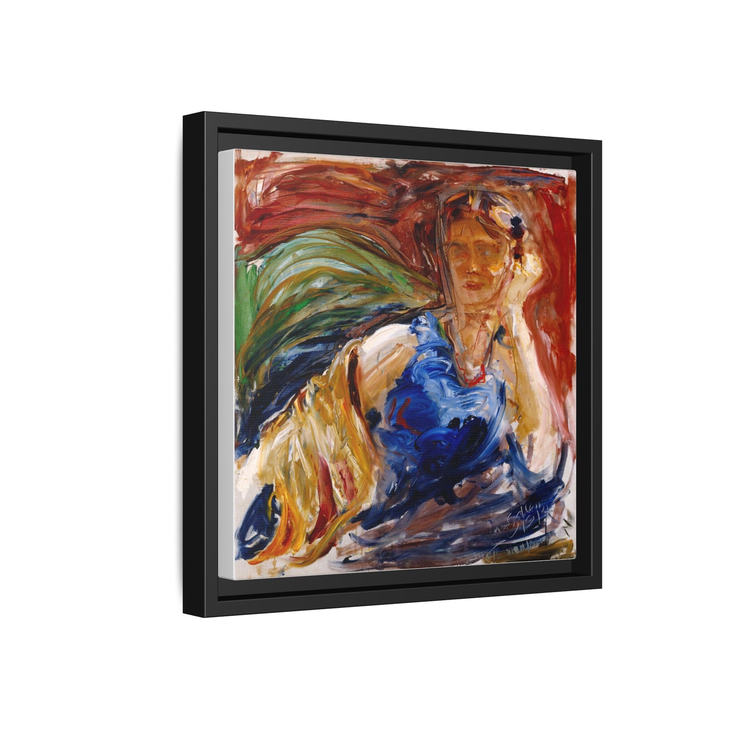 Portrait of hyllis Sjostrom by Akseli Gallen-Kallela Canvas Matte Framed Wall Art Print