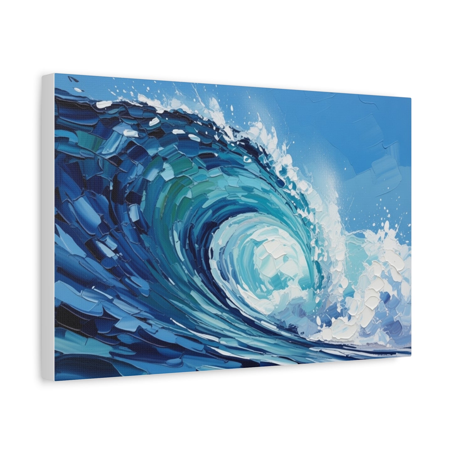 Ocean Wave Matte Canvas Wall Art — Blue Surf Wave Painting, Stretched 1.25"