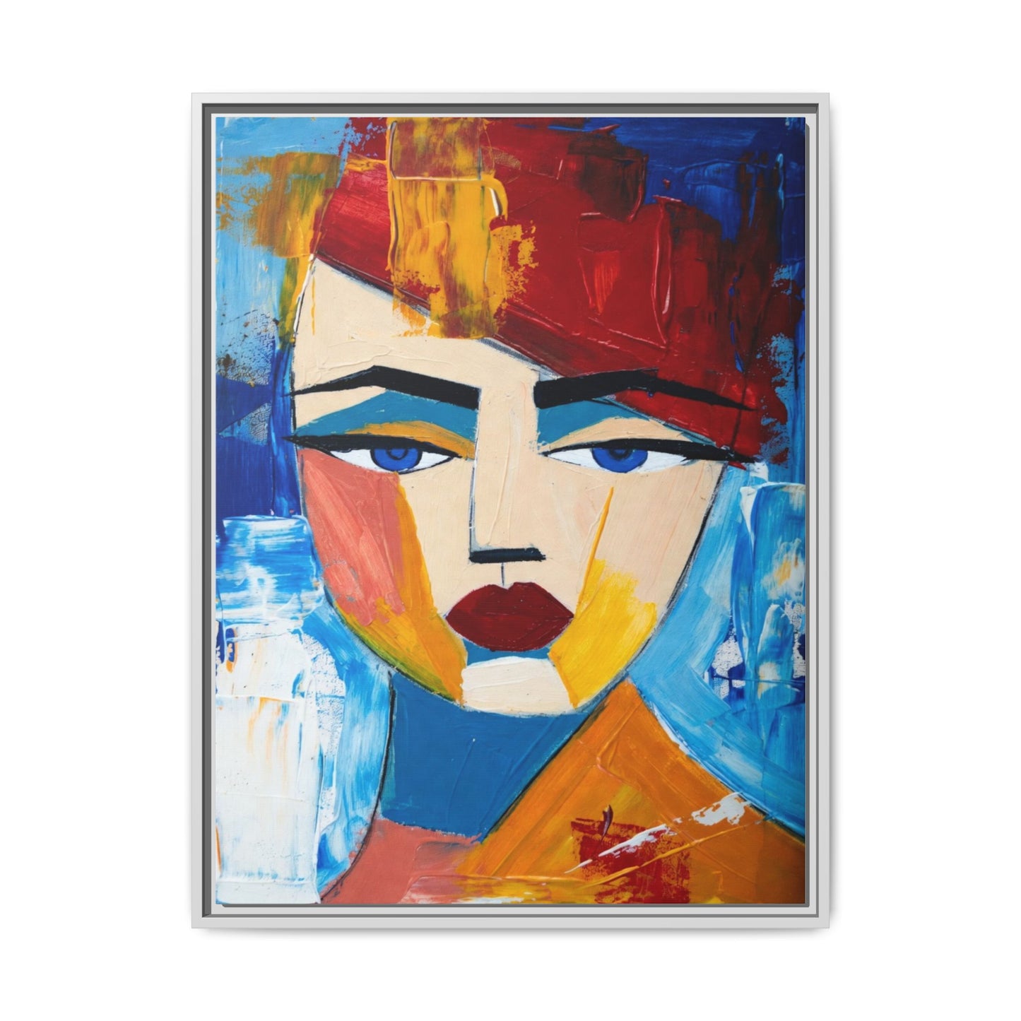 Abstract Colorful Portrait Framed Canvas Art