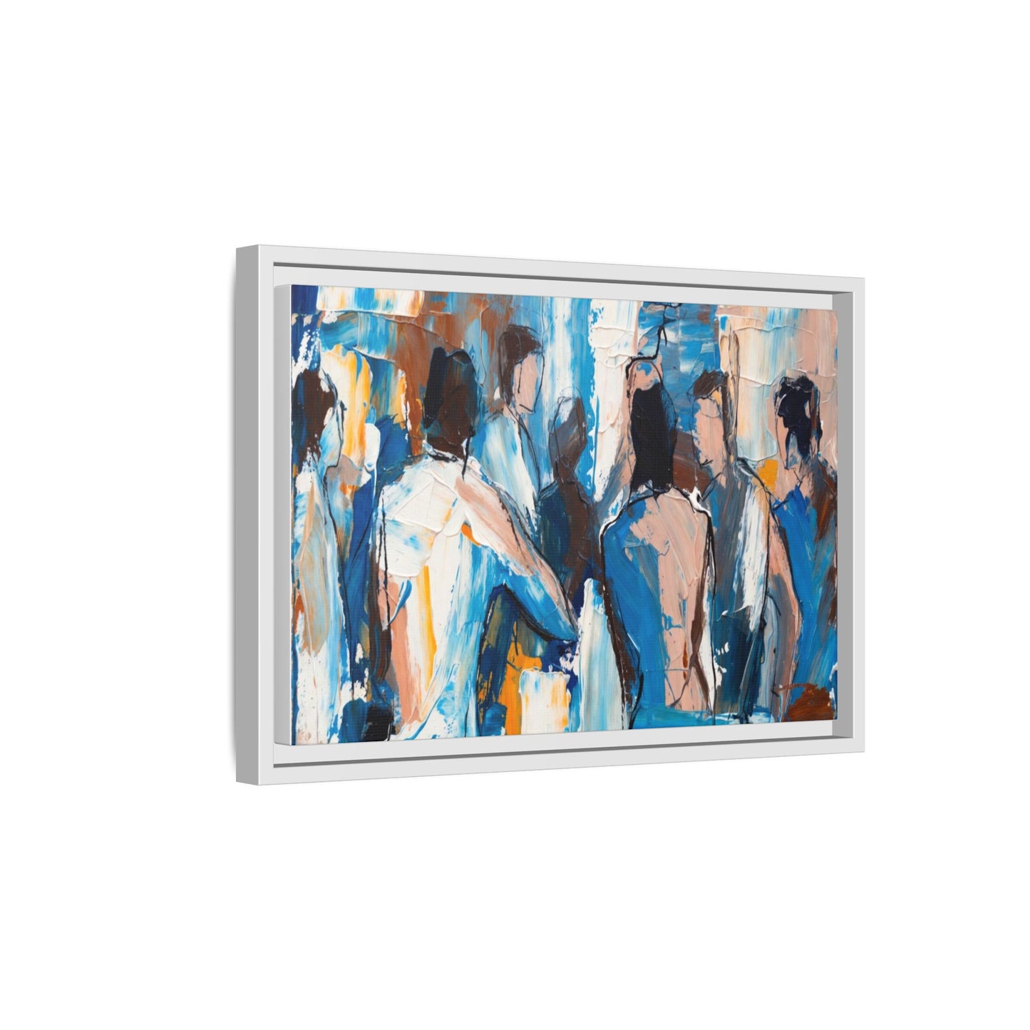 Abstract Coastal Figures Matte Canvas Framed Wall Art