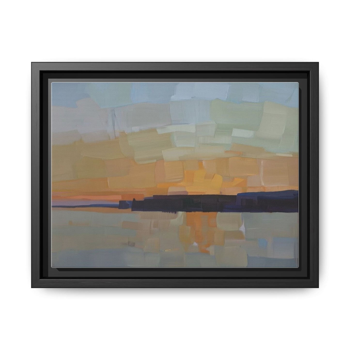 Framed Matte Canvas Sunset Abstract Landscape Art Print