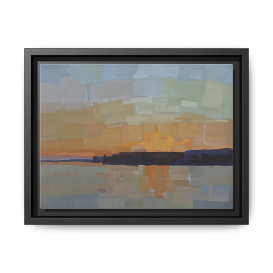 Framed Matte Canvas Sunset Abstract Landscape Art Print