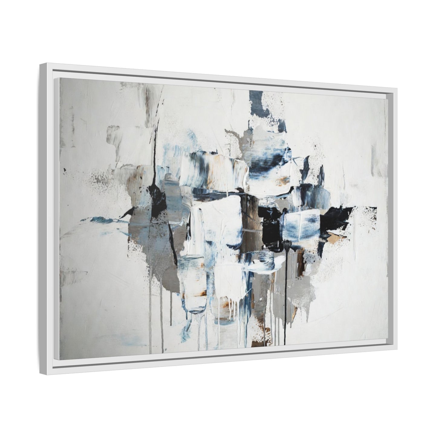 Framed Abstract Canvas Art — Blue Neutral Modern Wall Print