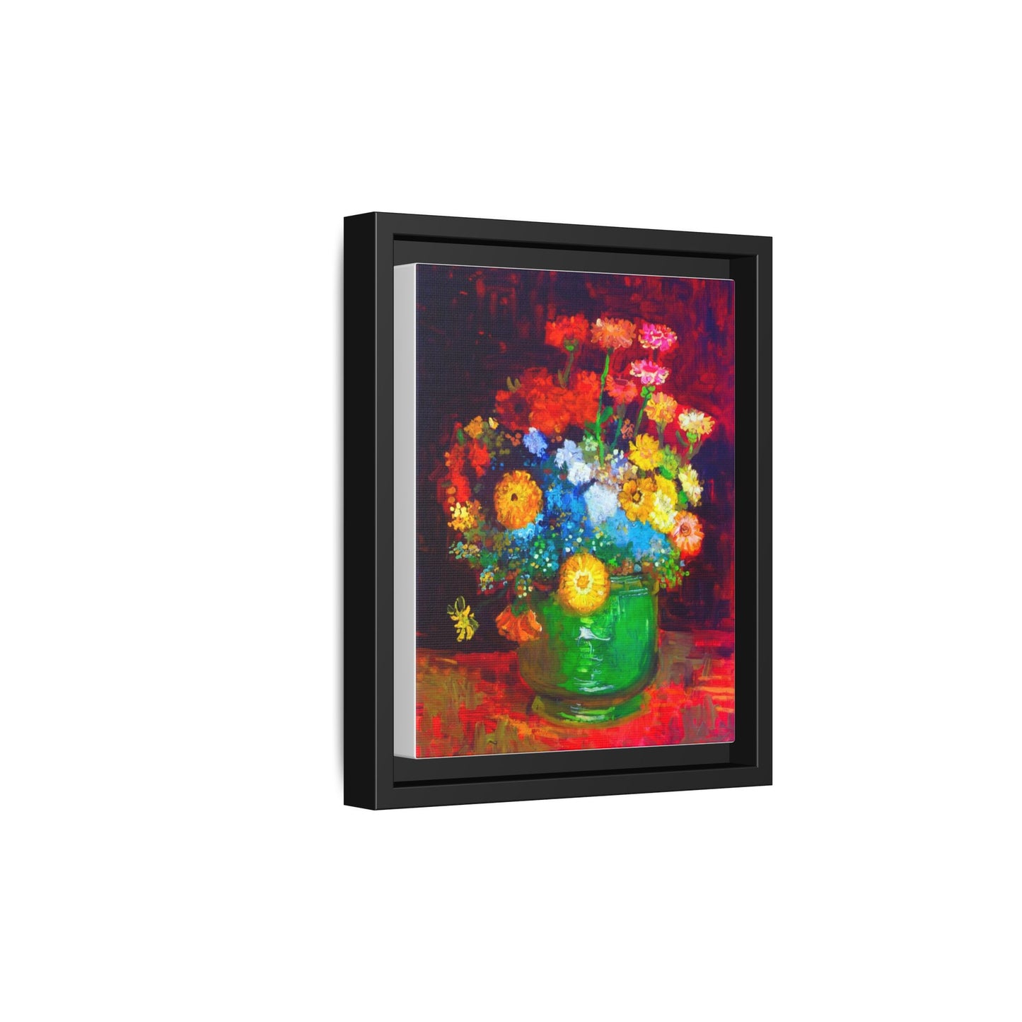 Framed Floral Canvas Print — Colorful Bouquet Wall Art