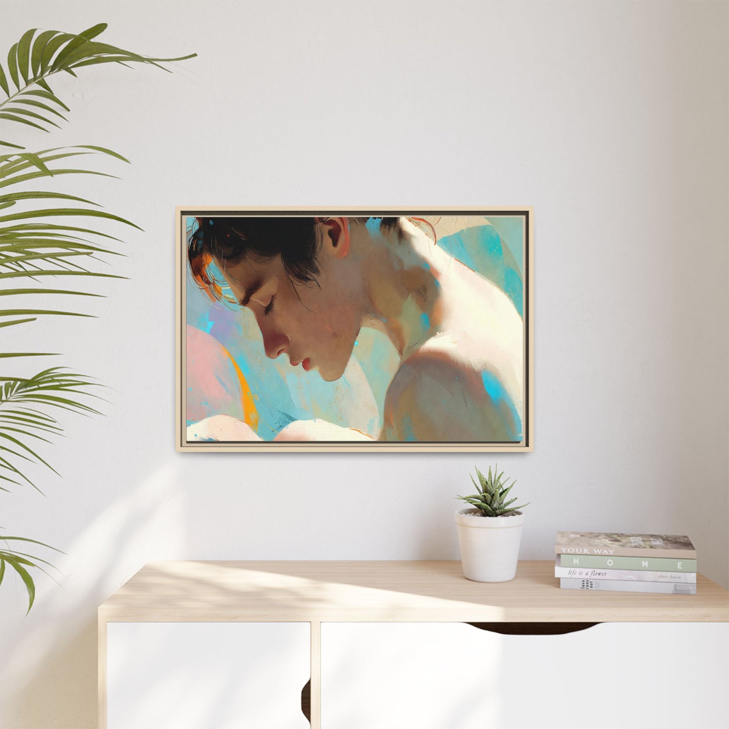 Framed Matte Canvas Print — Dreamy Portrait Art (Multi‑Color)
