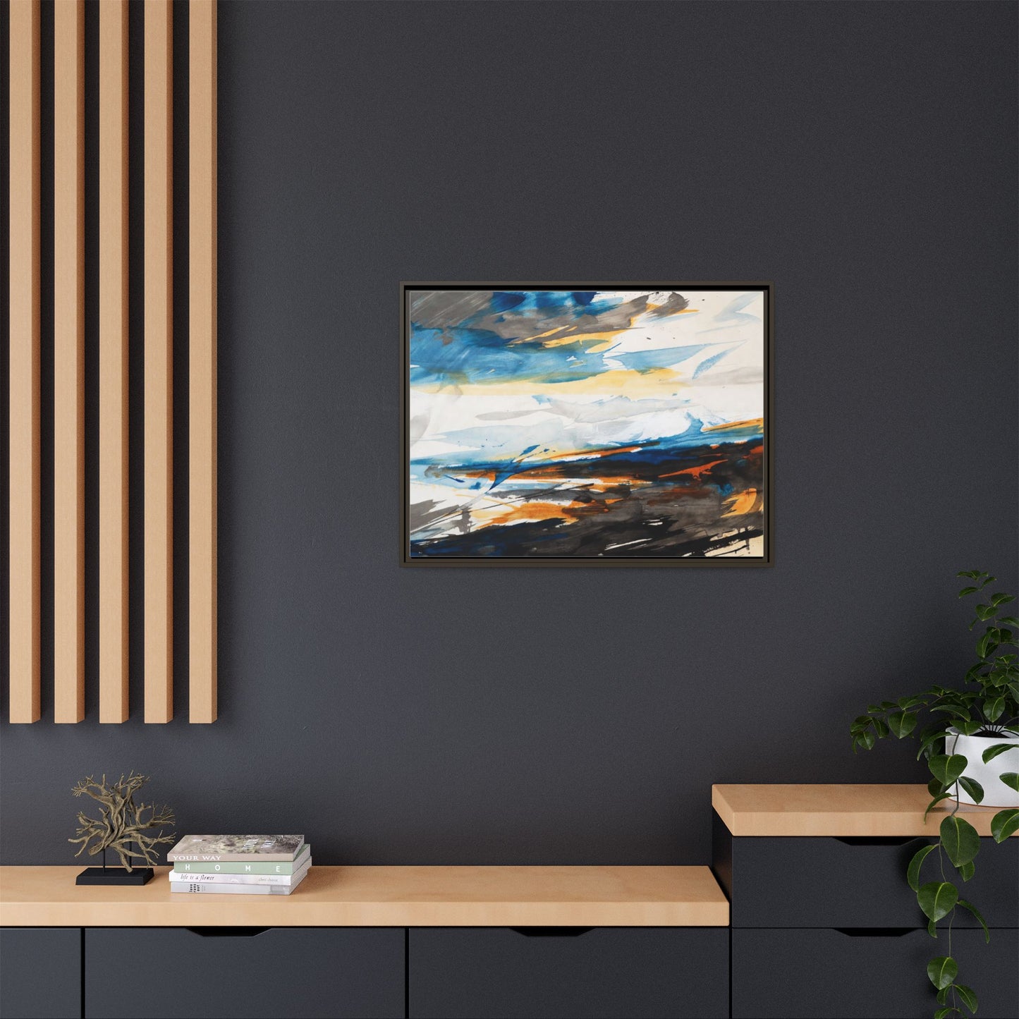 Abstract Coastal Waves Matte Canvas Framed Wall Art