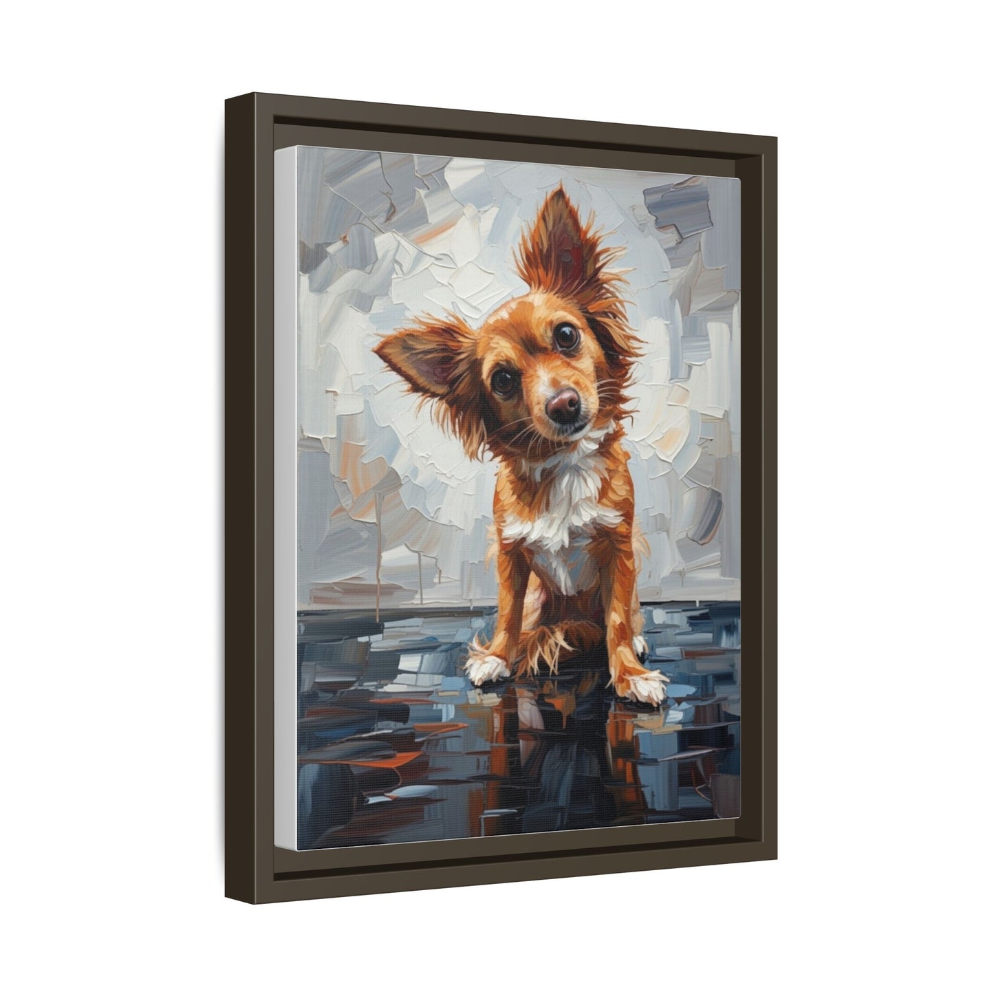Framed Matte Canvas Print — Playful Brown Dog Portrait