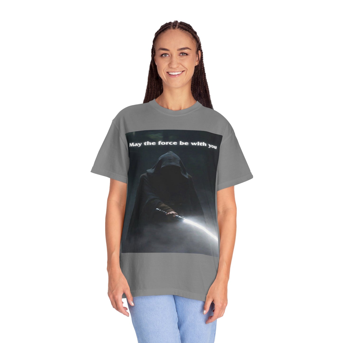 May the Force Be With You T-Shirt — Dark Hooded Lightsaber Graphic Tee