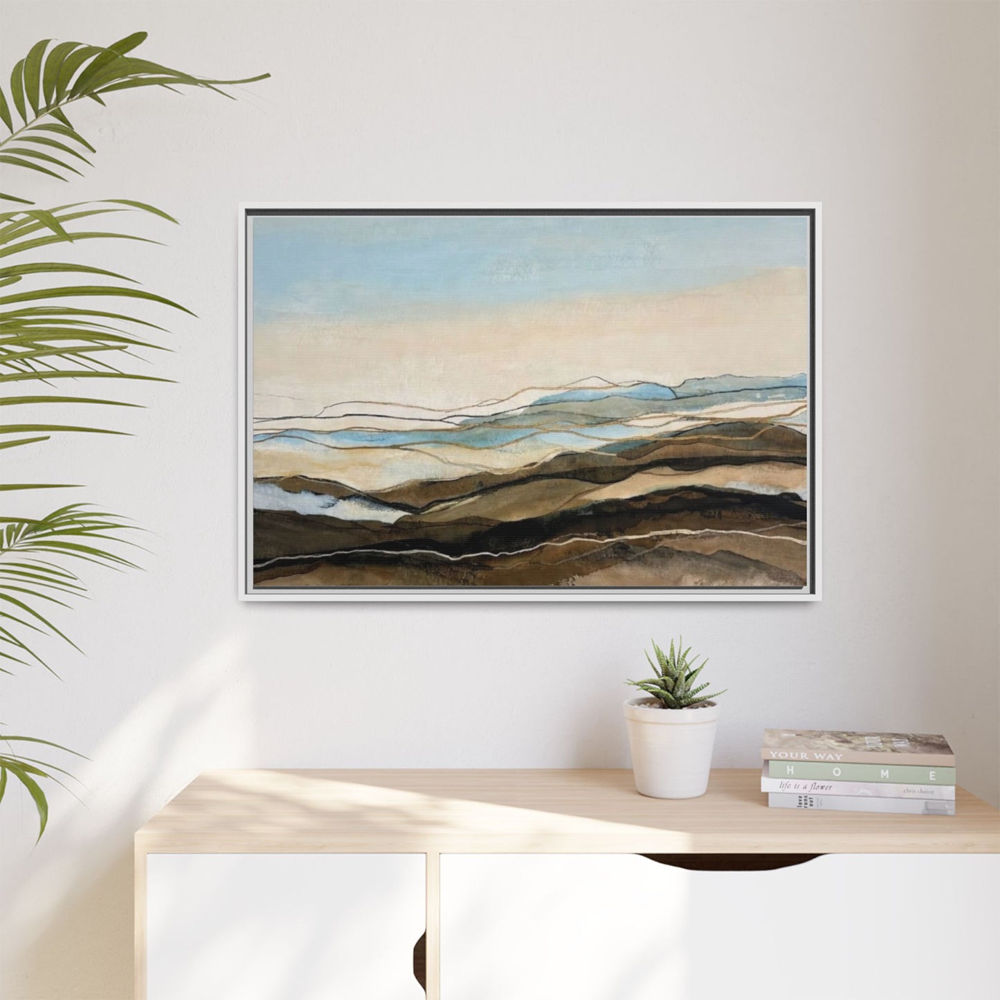 Framed Matte Canvas Print — Abstract Coastal Landscape Wall Art